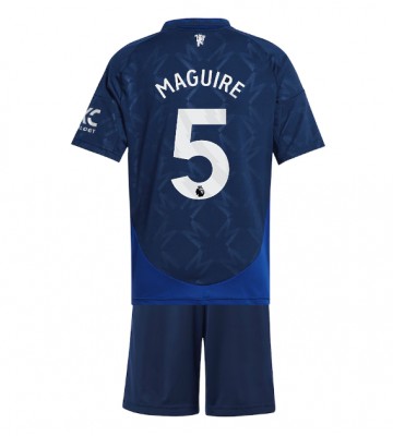 Manchester United Harry Maguire #5 Segunda Equipación Niños 2024-25 Manga Corta (+ Pantalones cortos)